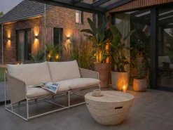 Sofa ogrodowa dla 2 osób PONTE Metal Jasnobeżowy