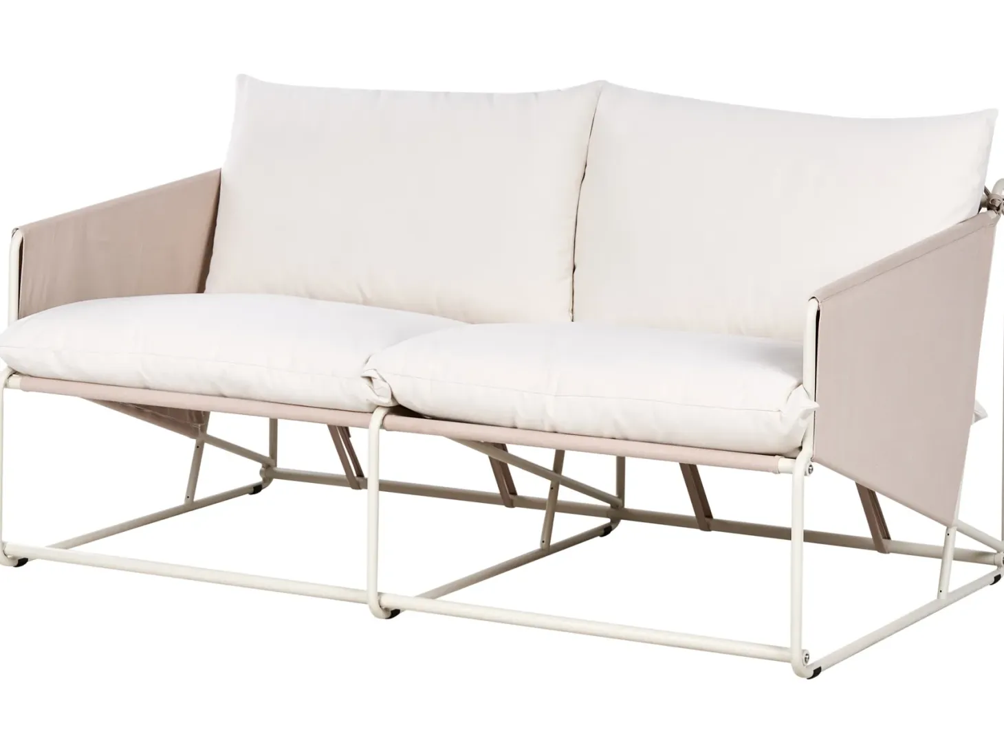 Sofa ogrodowa dla 2 osób PONTE Metal Jasnobeżowy