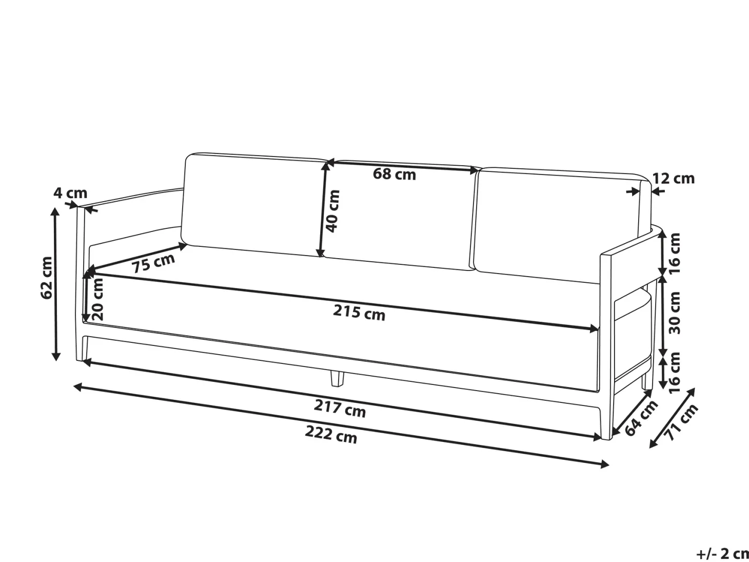 Sofa ogrodowa dla 3 osób SAMPIERI Metal Jasnobrązowy