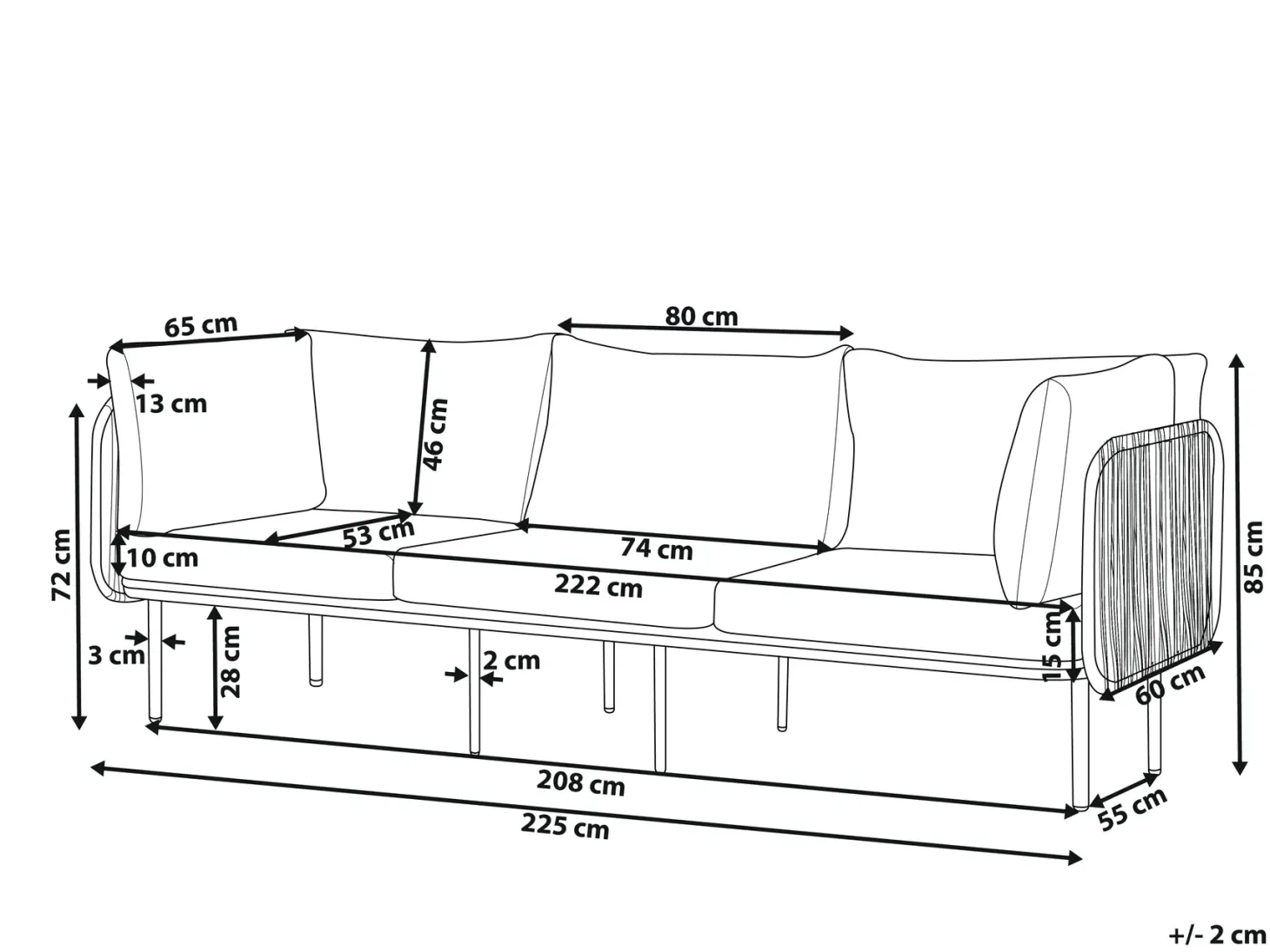 Sofa ogrodowa dla 3 osób SENISE Szary Metal