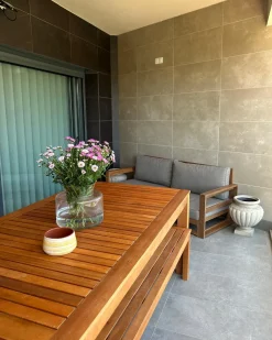 Sofa ogrodowa dla 2 osób TIMOR Modułowy Certyfikowane drewno akacjowe Ciemnobrązowy