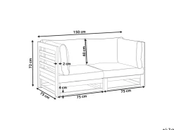 Sofa ogrodowa dla 2 osób TRANI Modułowy Certyfikowane drewno akacjowe Bordowy