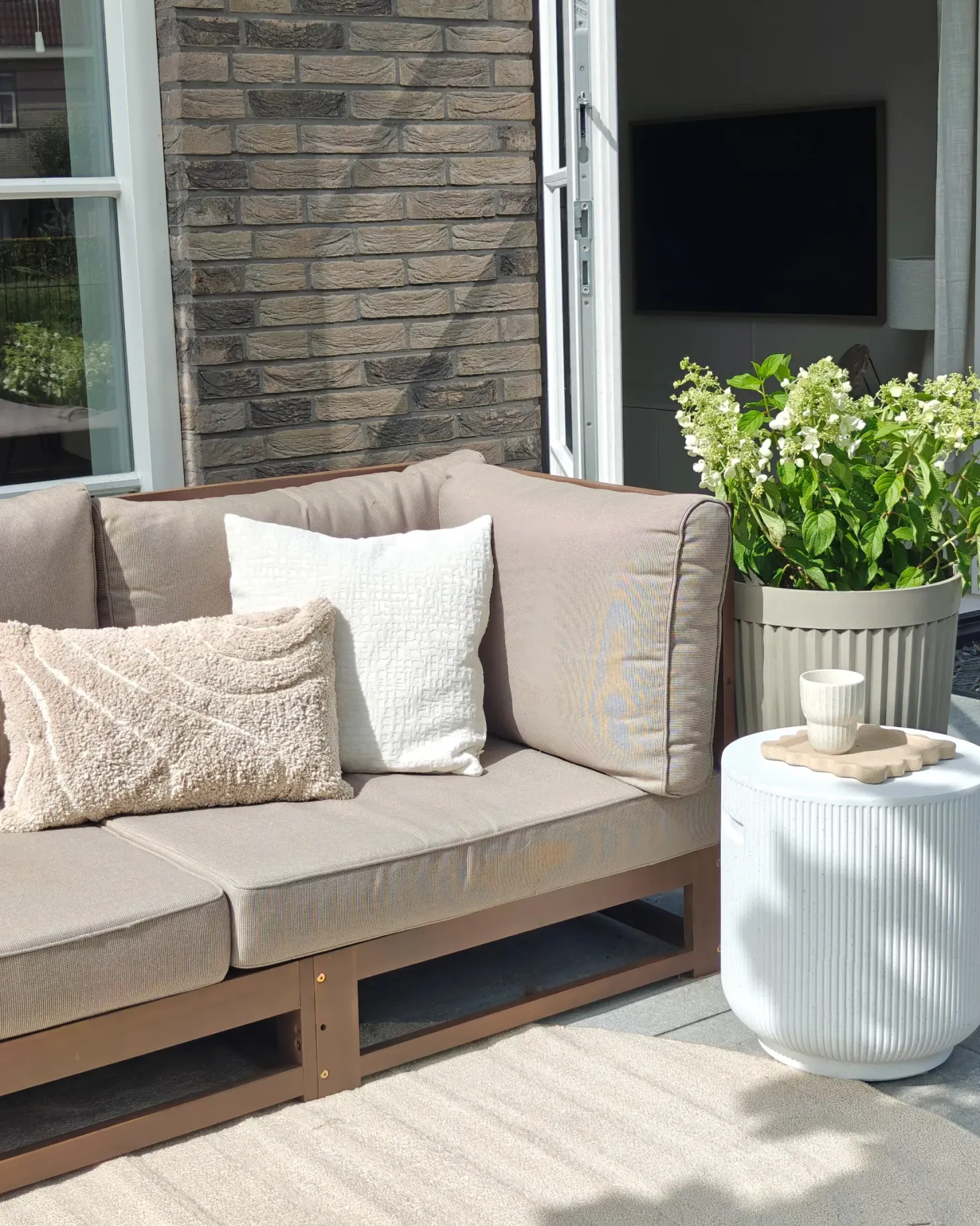 Sofa ogrodowa dla 3 osób TRANI Modułowy Certyfikowane drewno akacjowe Ciemnobrązowy