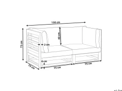 Sofa ogrodowa dla 2 osób TRANI Modułowy Certyfikowane drewno akacjowe Jasnobrązowy
