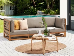 Sofa ogrodowa dla 3 osób TRANI Modułowy Certyfikowane drewno akacjowe Jasnobrązowy