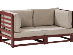 Sofa ogrodowa dla 2 osób TRANI Modułowy Drewno akacjowe Bordowy