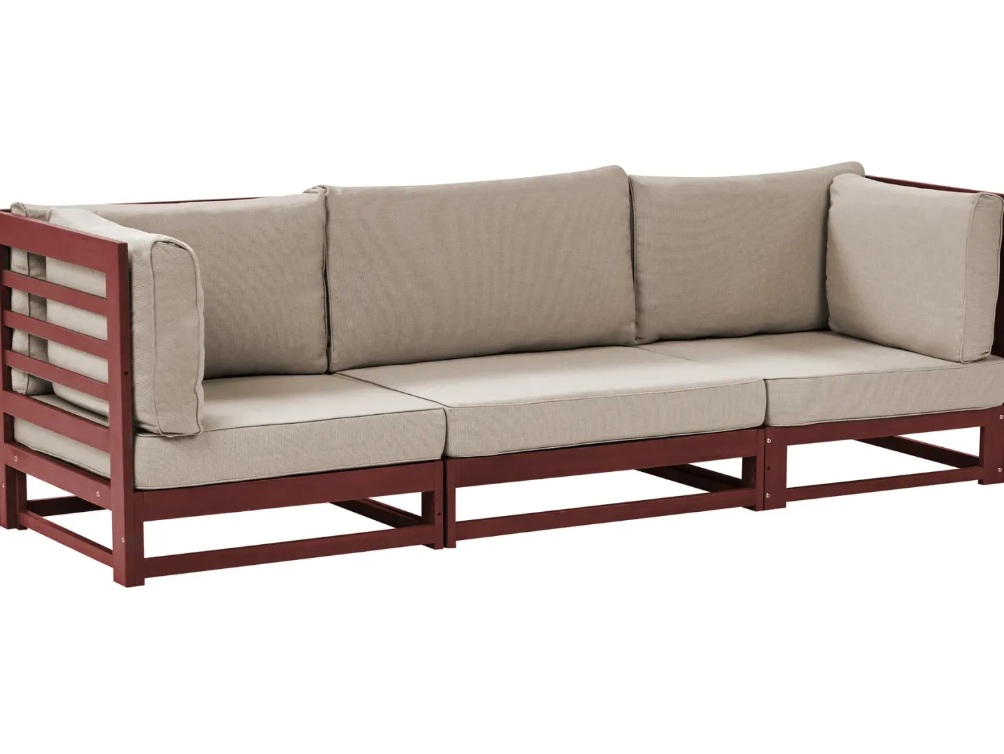 Sofa ogrodowa dla 3 osób TRANI Modułowy Drewno akacjowe Bordowy