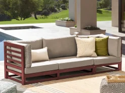Sofa ogrodowa dla 3 osób TRANI Modułowy Drewno akacjowe Bordowy