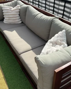 Sofa ogrodowa dla 3 osób TRANI Modułowy Drewno akacjowe Bordowy