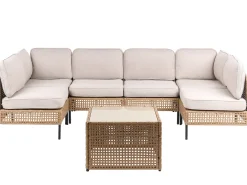 Sofa ogrodowa w kształcie U dla 6 osób OMEGANA Jasnobeżowy Technorattan Modułowy