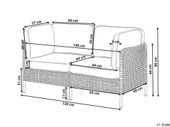 Sofa ogrodowa ze stolikiem dla 2 osób OMEGANA Jasnobeżowy Technorattan