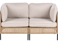 Sofa ogrodowa ze stolikiem dla 2 osób OMEGANA Jasnobeżowy Technorattan