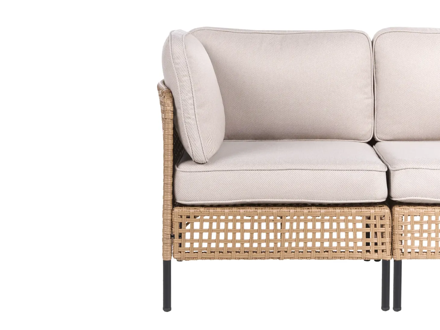 Sofa ogrodowa ze stolikiem dla 4 osób OMEGANA Jasnobeżowy Technorattan Modułowy