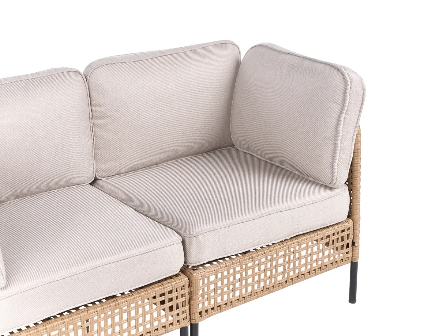 Sofa ogrodowa ze stolikiem dla 4 osób OMEGANA Jasnobeżowy Technorattan Modułowy