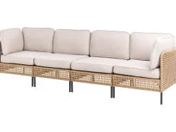 Sofa ogrodowa ze stolikiem dla 4 osób OMEGANA Jasnobeżowy Technorattan Modułowy