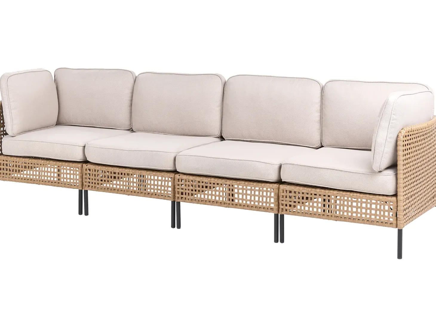Sofa ogrodowa ze stolikiem dla 4 osób OMEGANA Jasnobeżowy Technorattan Modułowy