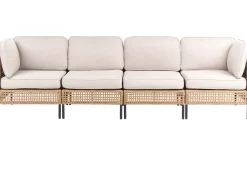 Sofa ogrodowa ze stolikiem dla 4 osób OMEGANA Jasnobeżowy Technorattan Modułowy