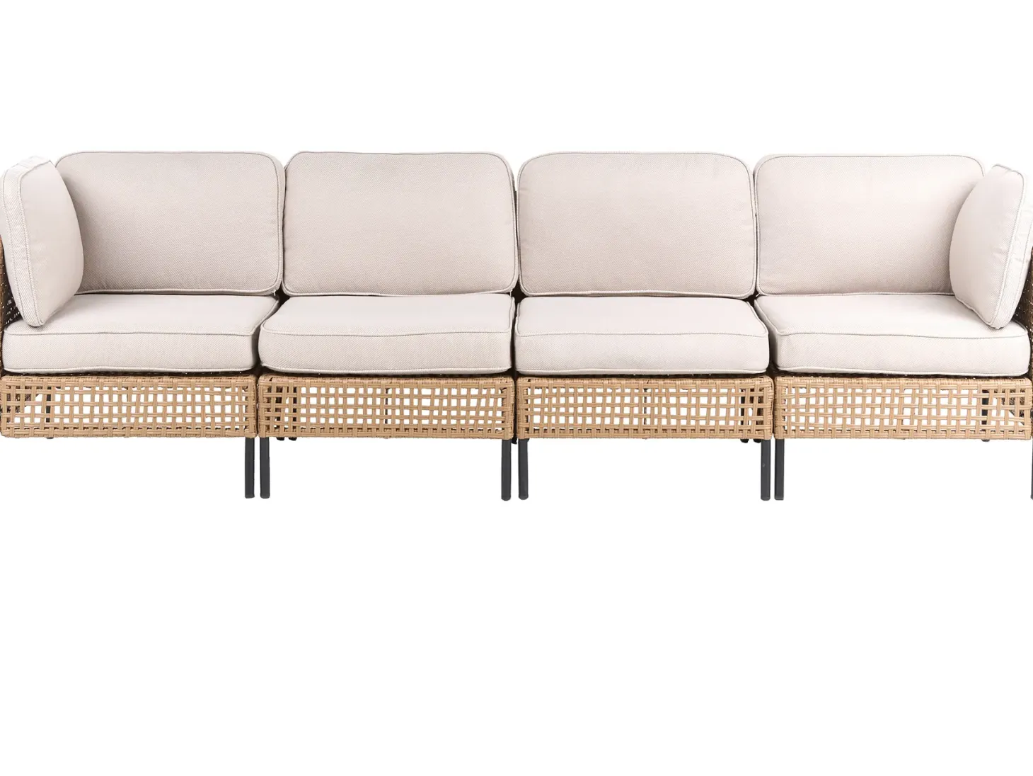 Sofa ogrodowa ze stolikiem dla 4 osób OMEGANA Jasnobeżowy Technorattan Modułowy