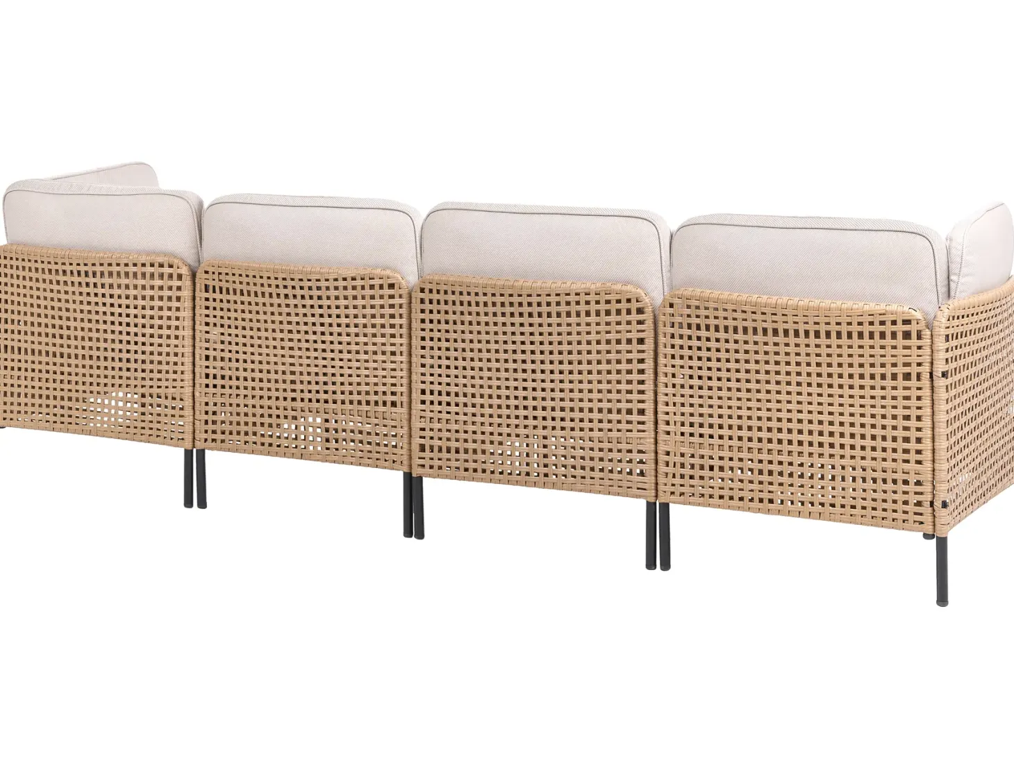 Sofa ogrodowa ze stolikiem dla 4 osób OMEGANA Jasnobeżowy Technorattan Modułowy