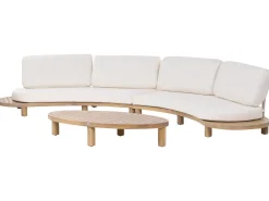 Sofa ogrodowa ze stolikiem dla 4 osób NUMANA Złamana biel Drewno akacjowe