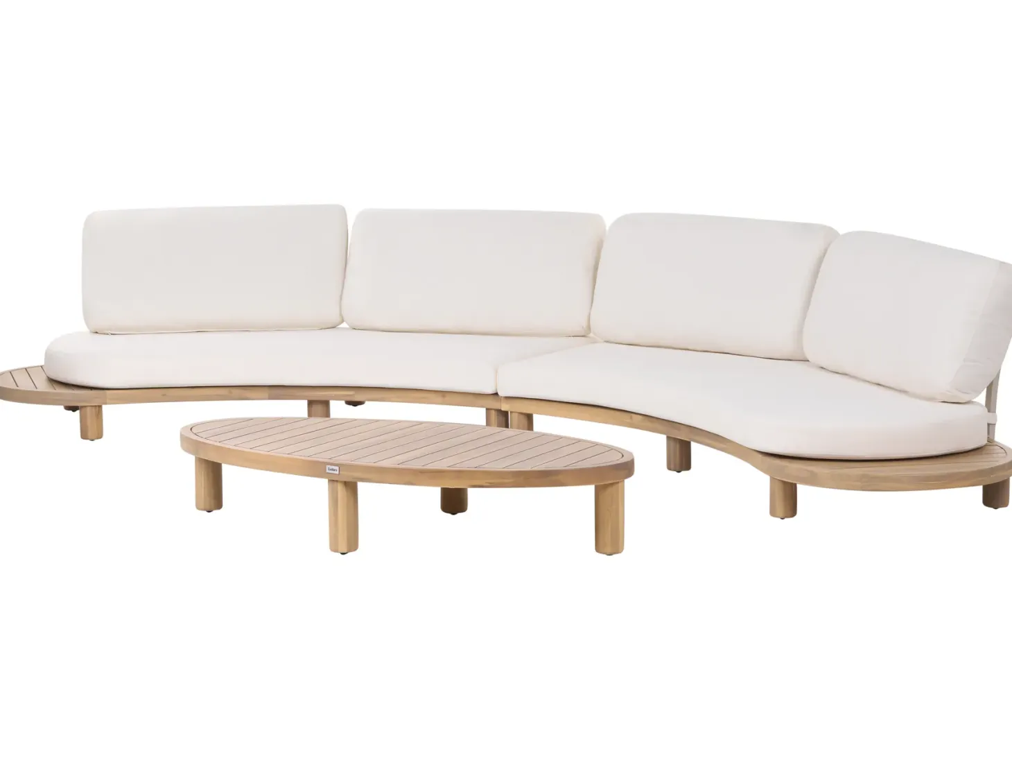 Sofa ogrodowa ze stolikiem dla 4 osób NUMANA Złamana biel Drewno akacjowe
