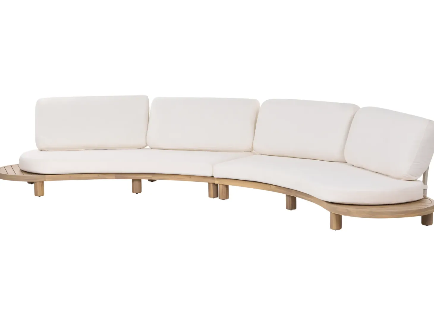 Sofa ogrodowa ze stolikiem dla 4 osób NUMANA Złamana biel Drewno akacjowe