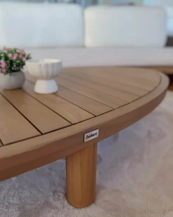 Sofa ogrodowa ze stolikiem dla 4 osób NUMANA Złamana biel Drewno akacjowe