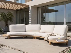 Sofa ogrodowa ze stolikiem dla 4 osób NUMANA Złamana biel Drewno akacjowe
