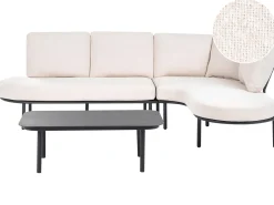 Sofa ogrodowa ze stolikiem dla 4 osób POLLINA Czarny Metal