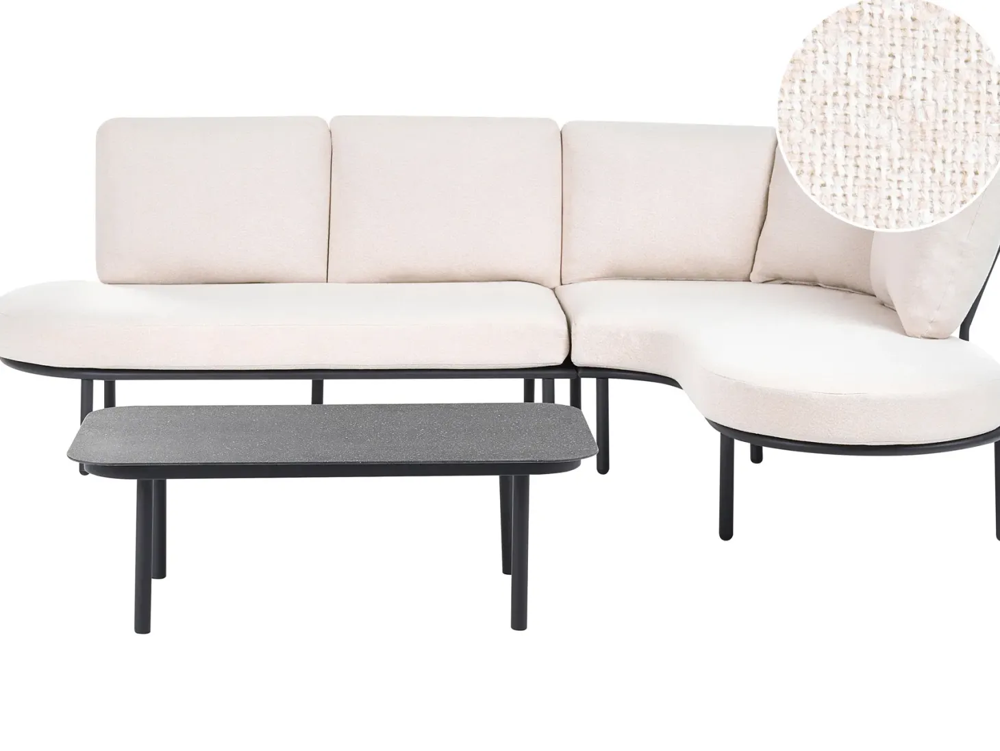 Sofa ogrodowa ze stolikiem dla 4 osób POLLINA Czarny Metal