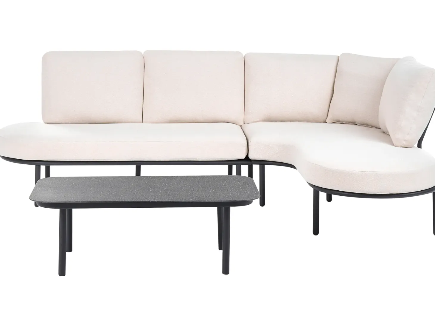 Sofa ogrodowa ze stolikiem dla 4 osób POLLINA Czarny Metal