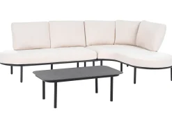 Sofa ogrodowa ze stolikiem dla 4 osób POLLINA Czarny Metal