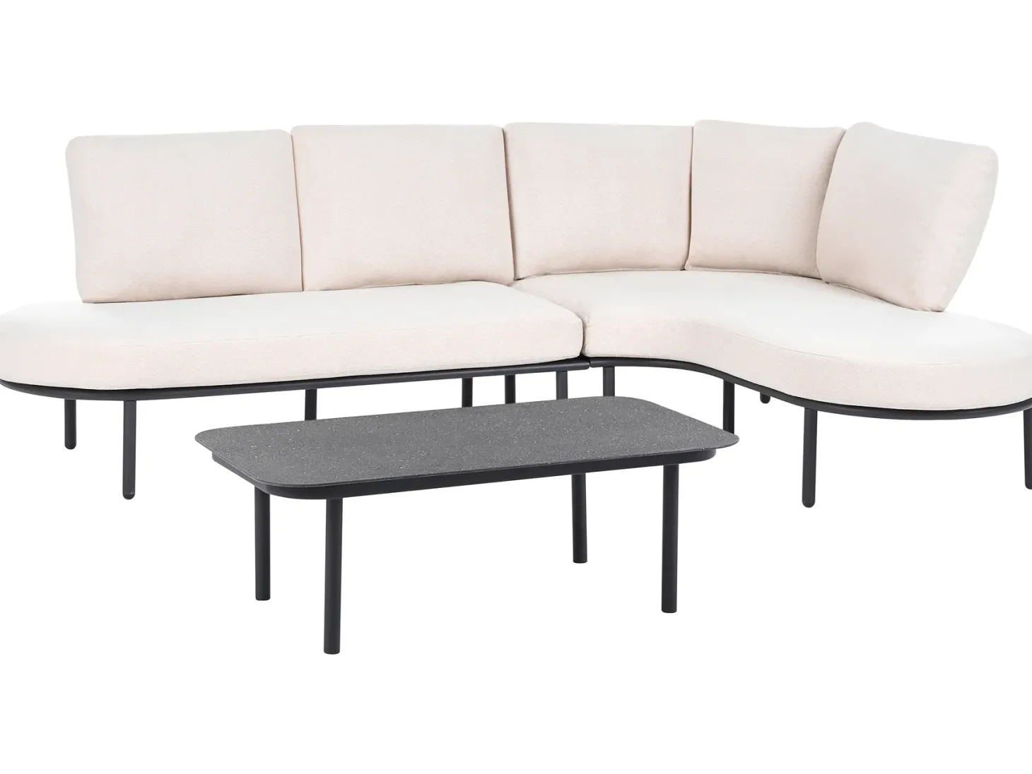 Sofa ogrodowa ze stolikiem dla 4 osób POLLINA Czarny Metal