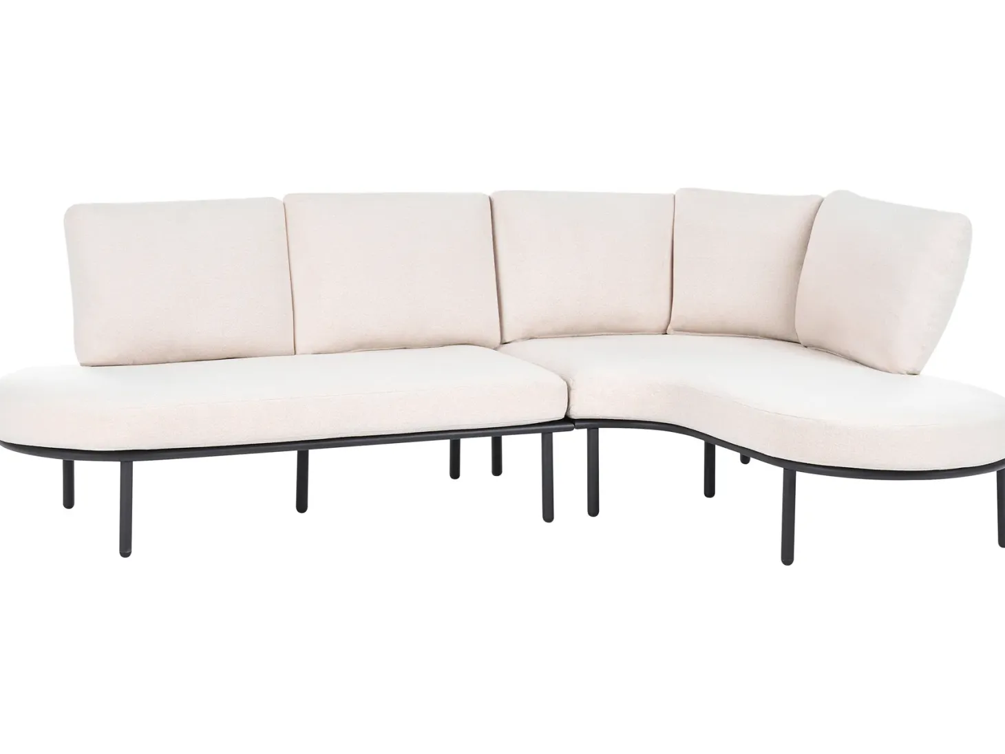 Sofa ogrodowa ze stolikiem dla 4 osób POLLINA Czarny Metal