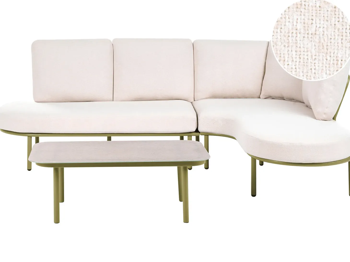 Sofa ogrodowa ze stolikiem dla 4 osób POLLINA Zielony Metal