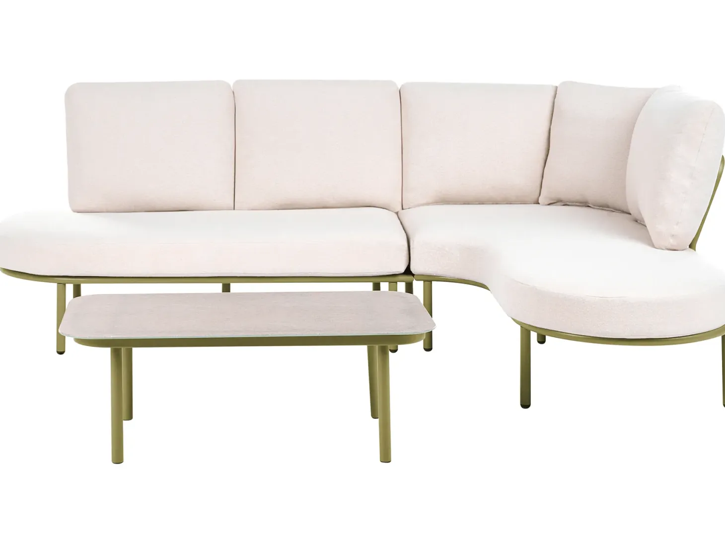 Sofa ogrodowa ze stolikiem dla 4 osób POLLINA Zielony Metal