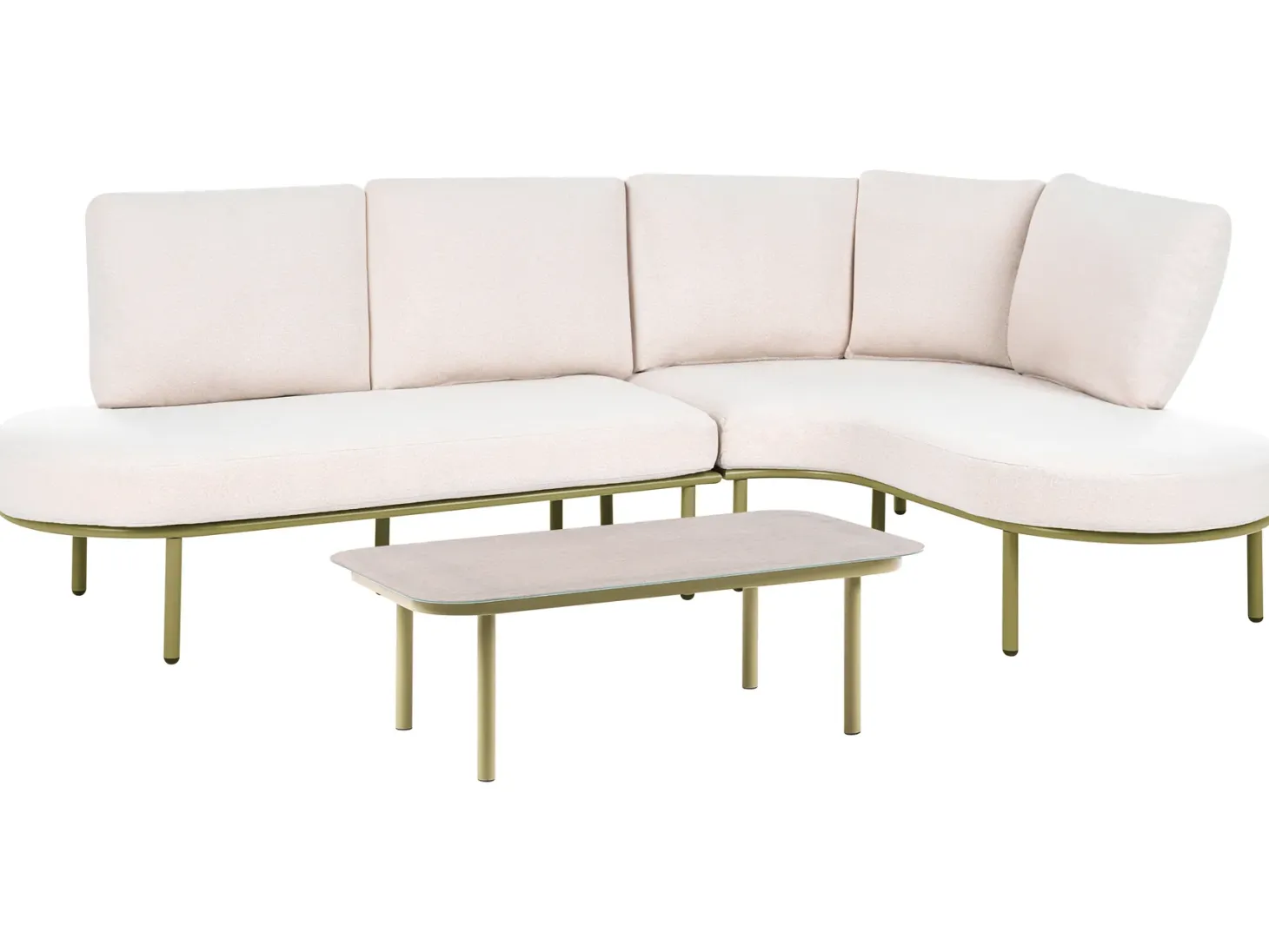 Sofa ogrodowa ze stolikiem dla 4 osób POLLINA Zielony Metal