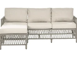 Sofa ogrodowa z otomaną dla 3 osób OFENA Technorattan Szary