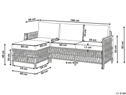 Sofa ogrodowa z otomaną dla 3 osób OFENA Technorattan Szary