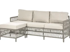 Sofa ogrodowa z otomaną dla 3 osób OFENA Technorattan Szary