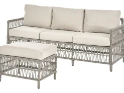 Sofa ogrodowa z otomaną dla 3 osób OFENA Technorattan Szary