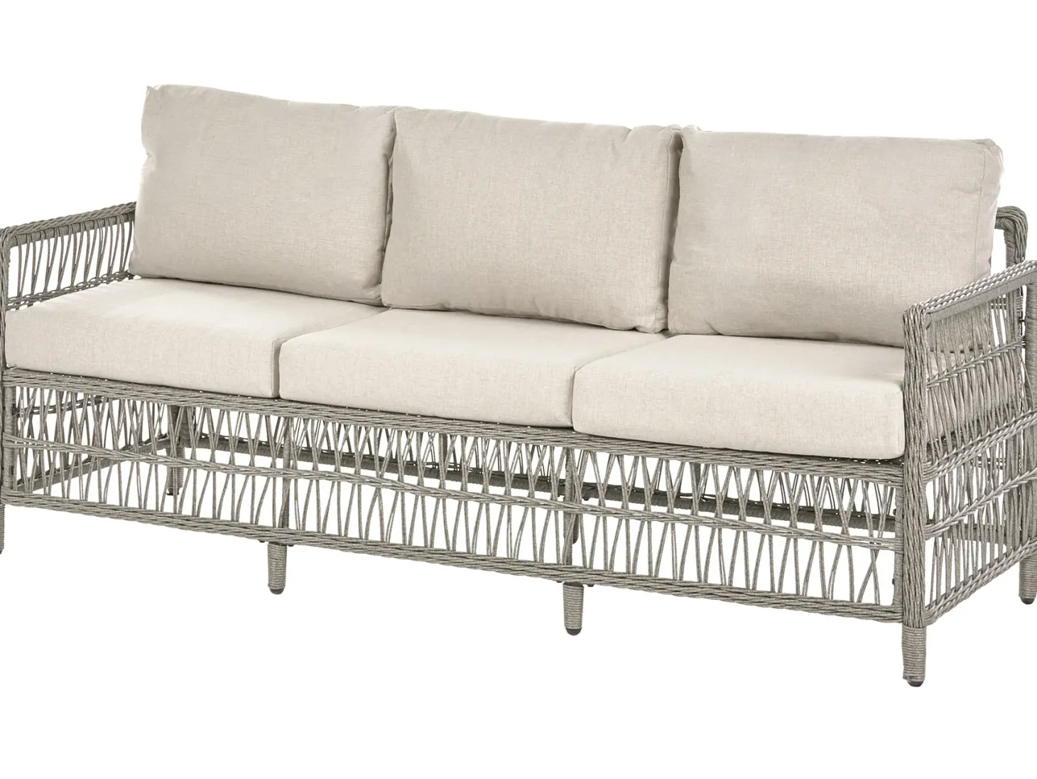 Sofa ogrodowa z otomaną dla 3 osób OFENA Technorattan Szary