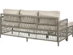 Sofa ogrodowa z otomaną dla 3 osób OFENA Technorattan Szary
