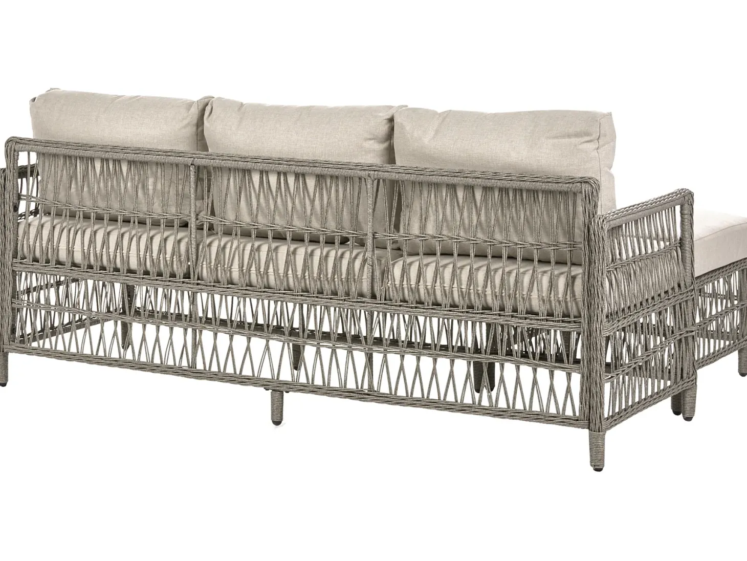 Sofa ogrodowa z otomaną dla 3 osób OFENA Technorattan Szary