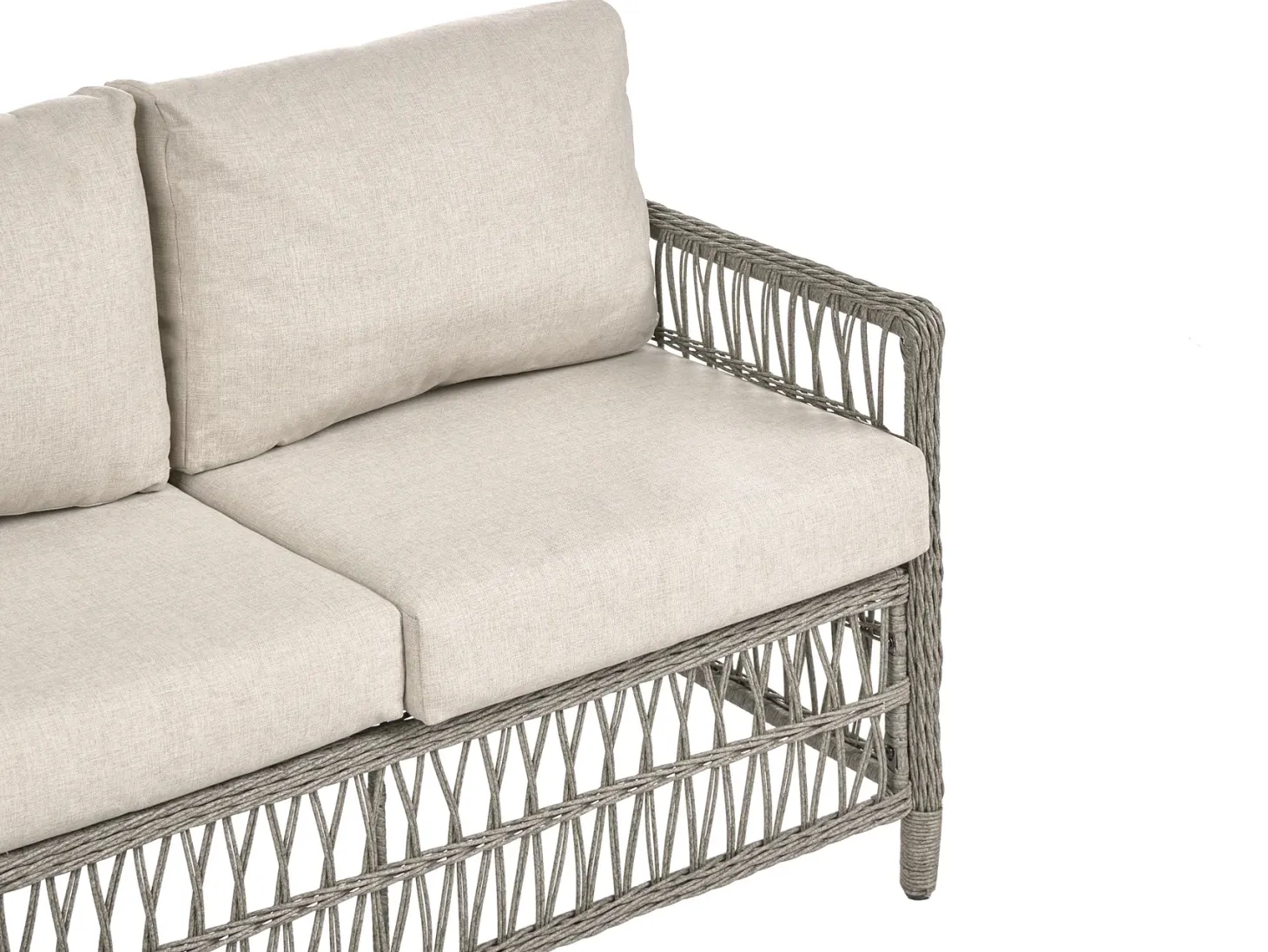 Sofa ogrodowa z otomaną dla 3 osób OFENA Technorattan Szary