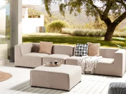 Sofa ogrodowa z otomaną dla 4 osób AREZZO Beżowy Modułowy