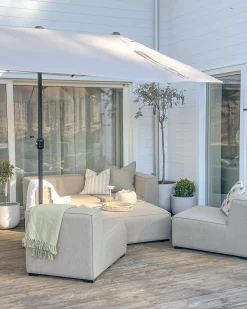 Sofa ogrodowa z otomaną dla 4 osób AREZZO Beżowy Modułowy