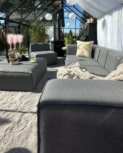 Sofa ogrodowa z otomaną dla 4 osób AREZZO Szary Modułowy