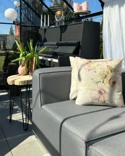 Sofa ogrodowa z otomaną dla 4 osób AREZZO Szary Modułowy