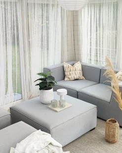 Sofa ogrodowa z otomaną dla 4 osób AREZZO Jasnoszary Modułowy